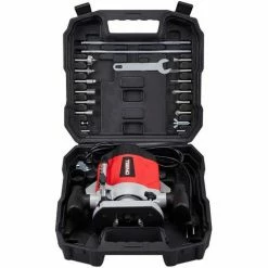 Promo 🎉 Défonceuse 1200 Watts TEENO, Mallette,12 Fraises,2 Brosse à Charbon - Rouge 🌟 -The Défonceuse, lamelleuse et affleureuse look. 14627774 3