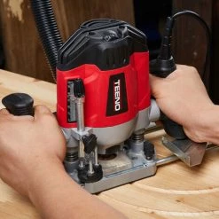 Promo 🎉 Défonceuse 1200 Watts TEENO, Mallette,12 Fraises,2 Brosse à Charbon - Rouge 🌟 -The Défonceuse, lamelleuse et affleureuse look. 14627774 4