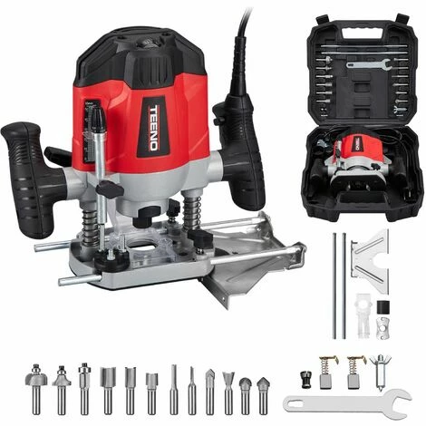 De gros 🤩 Défonceuse 1200 Watts TEENO, Mallette,12 Fraises,2 Brosse à Charbon - Rouge 👍 3 De gros 🤩 Défonceuse 1200 Watts TEENO, Mallette,12 Fraises,2 Brosse à Charbon - Rouge 👍