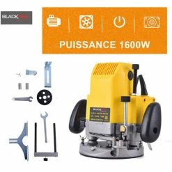 Vente flash 👏 BLACKPINE - Affleureuse Défonceuse Multifonctions Kit 1580W 10000RPM, 6 Vitesses Variables, Pince De Serrage: 6mm, 8mm, 12mm, Livré Avec 10 Accessoires ⌛