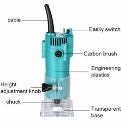 De gros ⌛ ASUPERMALL 220V 450W Routeur A Bois Electrique Outil De Defonceuse A Bois Moteur A Brosse Pour Le Travail Du Bois Machine A Fraiser Graver Et Decouper Le Bois 🛒 -The Défonceuse, lamelleuse et affleureuse look. 44073644 3