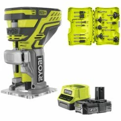 Bon marché ❤️ Pack RYOBI Affleureuse à Bois RYOBI 18V OnePlus - R18TR-0 - Coffret 15 Fraises Panachées - 6mm - 1 Batterie 2.0 Ah - 1 Chargeur Rapide 🔥