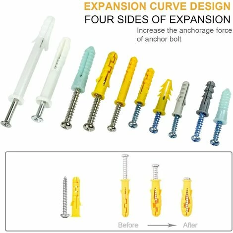 Meilleure affaire 😀 MEZHENG Kit De Vis Et Chevilles 200 Pièces | Grand Assortiment De Vis Chevilles Pour Montage, Réparation, Construction, Forage" ✨ 6 Meilleure affaire 😀 MEZHENG Kit De Vis Et Chevilles 200 Pièces | Grand Assortiment De Vis Chevilles Pour Montage, Réparation, Construction, Forage" ✨ – Image 4