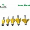 Budget ⌛ MEZHENG 5Pcs / Set 8Mm Chanfrein Chanfrein Routeur Peu 11,25 15 22,5 30 45 Degré De Fraise Pour Bois Outils à Bois 🥰