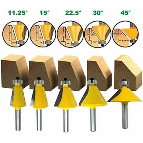 Budget ⌛ MEZHENG 5Pcs / Set 8Mm Chanfrein Chanfrein Routeur Peu 11,25 15 22,5 30 45 Degré De Fraise Pour Bois Outils à Bois 🥰 5 Budget ⌛ MEZHENG 5Pcs / Set 8Mm Chanfrein Chanfrein Routeur Peu 11,25 15 22,5 30 45 Degré De Fraise Pour Bois Outils à Bois 🥰 – Image 3